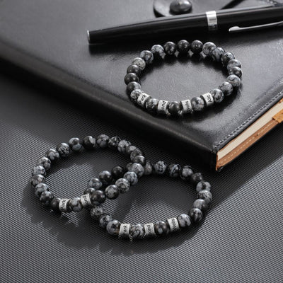 Lava Beads Custom Name Engraved Bracelet