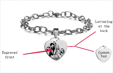 Personalized Bracelets-Photo Charm Bracelet-Name Engraved Bracelet-Stainless Steel Bracelet
