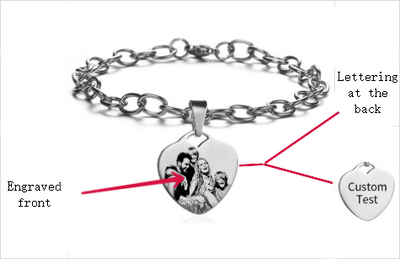 Personalized Bracelets-Photo Charm Bracelet-Name Engraved Bracelet-Stainless Steel Bracelet