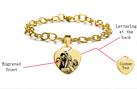 Personalized Bracelets-Photo Charm Bracelet-Name Engraved Bracelet-Stainless Steel Bracelet