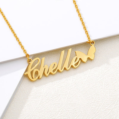 14k Gold Plated Personalized Name Necklace with Butterfly- Best Gift For Her