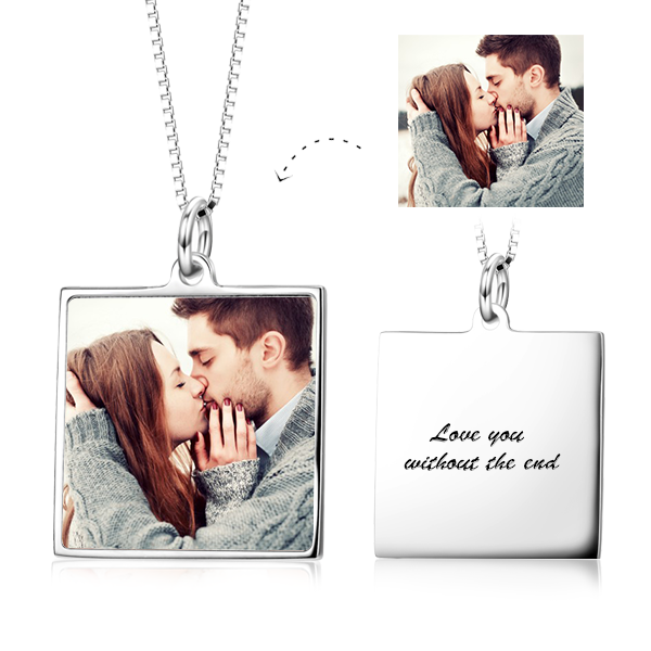 Personalized Square Photo Necklace- Photo Memory Necklace- Birthday Gifts For Her