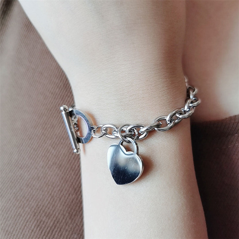Personalized Bracelets-Photo Charm Bracelet-Name Engraved Bracelet-Stainless Steel Bracelet