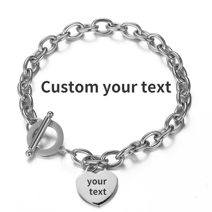 Personalized Bracelets-Photo Charm Bracelet-Name Engraved Bracelet-Stainless Steel Bracelet