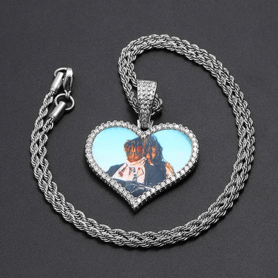18k Gold Plated Custom Heart Photo Medallion Necklace- Unique Gifts For Men-Birthday Gift For Wife