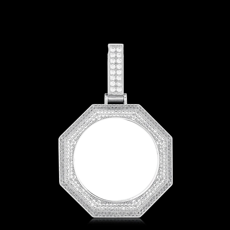 Custom 14K Gold Photo Pendant Necklace- Octagon Shaped Photo Necklace