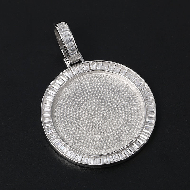 S925 Sterling Silver Picture Necklace-Moissanite Memory Medallion Necklace