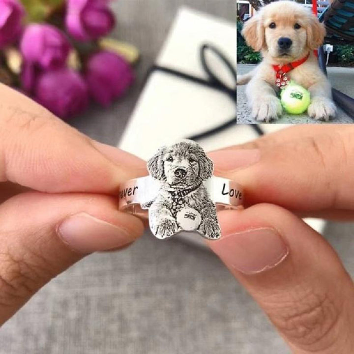 Personalized Pet Ring - Cat Memorial Jewelry Personalized Pet Ring