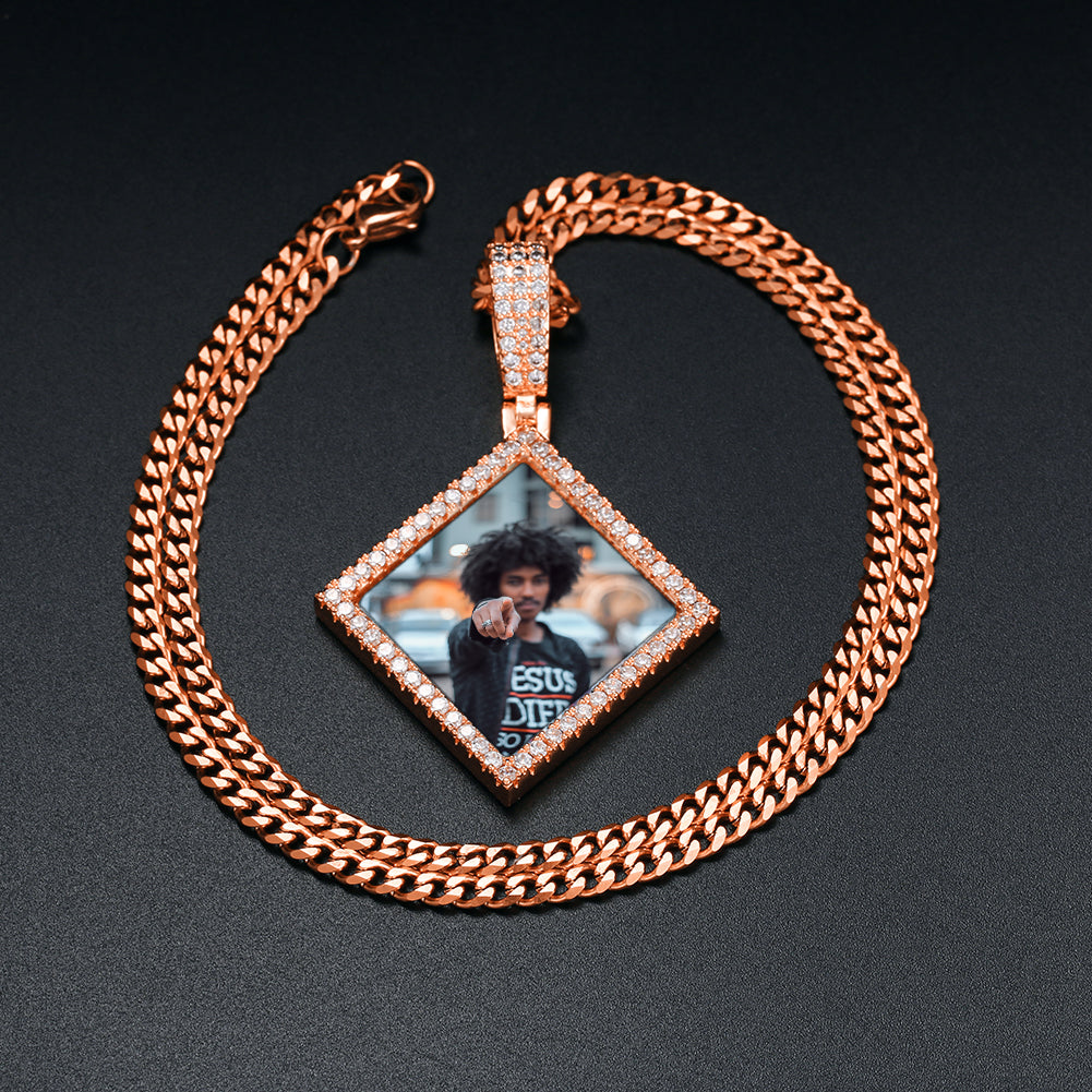 Square Pendant Necklace- Personalized Necklace With Picture Inside