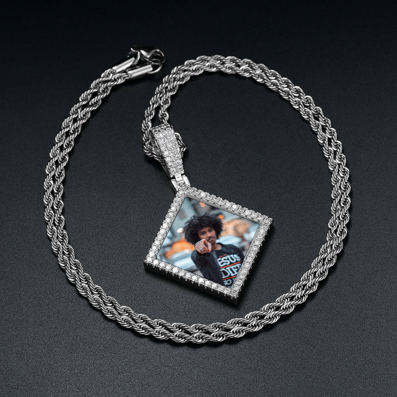 Square Pendant Necklace- Personalized Necklace With Picture Inside