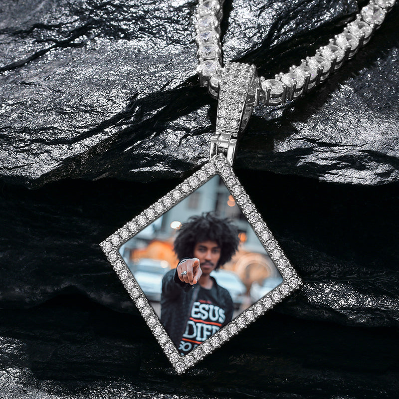 Square Pendant Necklace- Personalized Necklace With Picture Inside