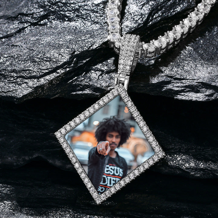Square Pendant Necklace- Personalized Necklace With Picture Inside