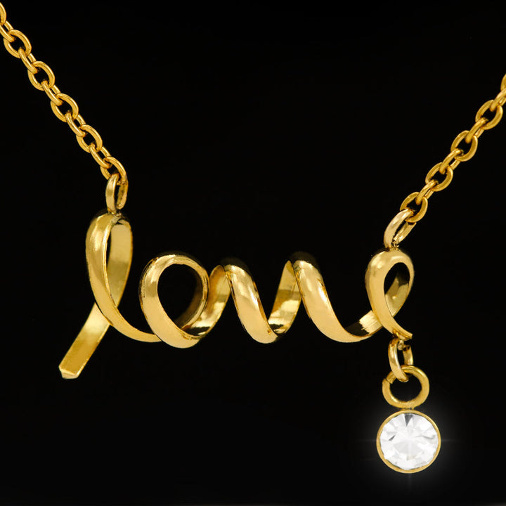 Gifts For Mom Scripted LOVE Necklace With Adorable I Love You Message Card