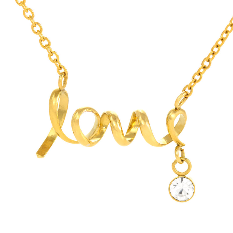 Scripted LOVE Necklace With Adorable Son To Mom "I Love You" Message Card