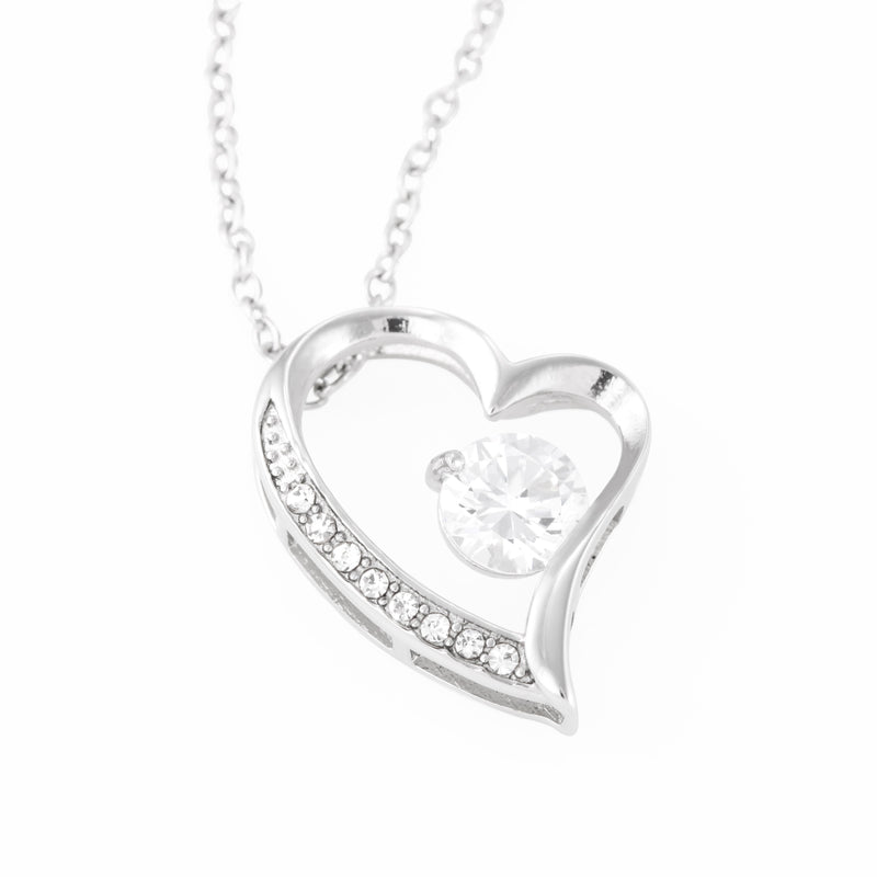 Beautiful Cubic Zirconia Heart Shape Necklace With Dad To Daughter "Be Safe Message Card