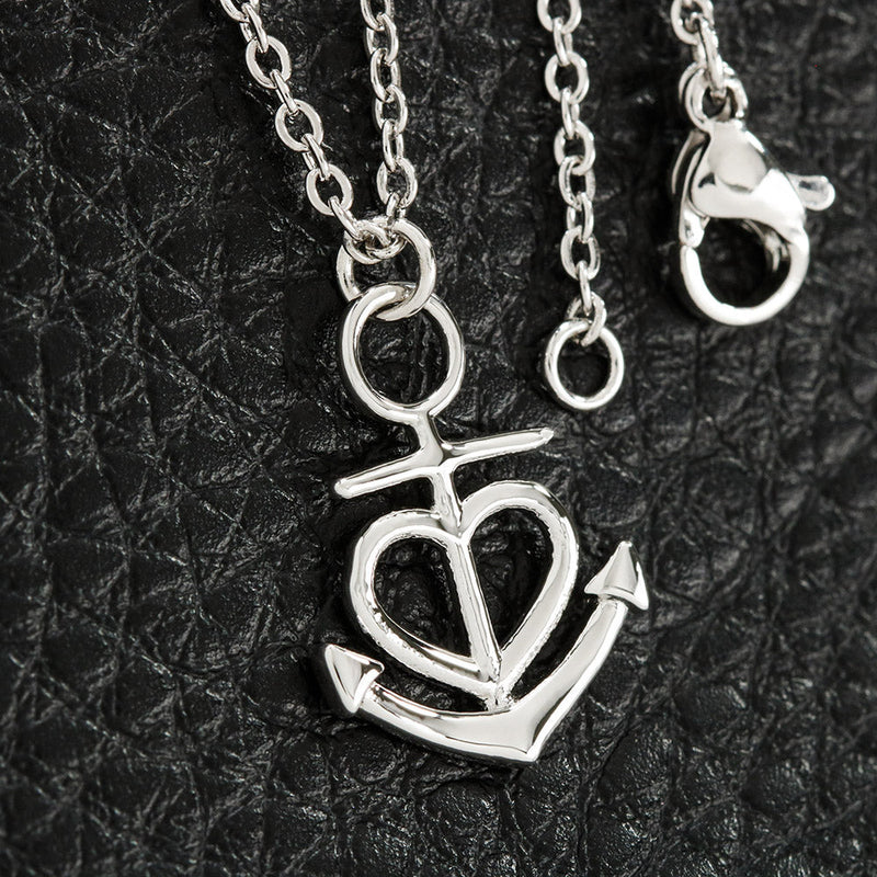 Anchor Heart Necklace With Son To Mom Adorable "I Love You" Message Card