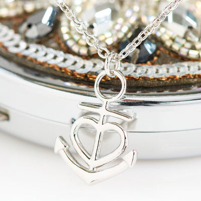 Beautiful Heart Anchor Necklace With Husband To Wife "Broken Road" Message Card
