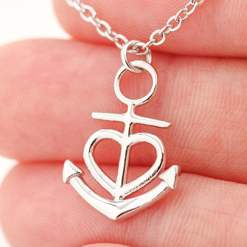 Anchor Heart Necklace With Son To Mom Adorable "I Love You" Message Card