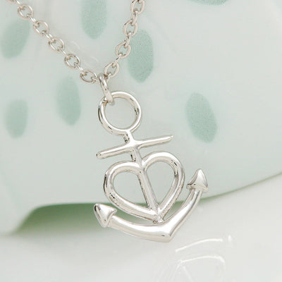 Anchor Heart Necklace With Mom To Daughter Beautiful "I Love You" Message Card