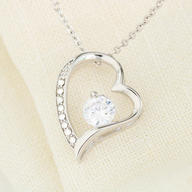 Beautiful Cubic Zirconia Heart Shape Necklace With Dad To Daughter "Be Safe Message Card