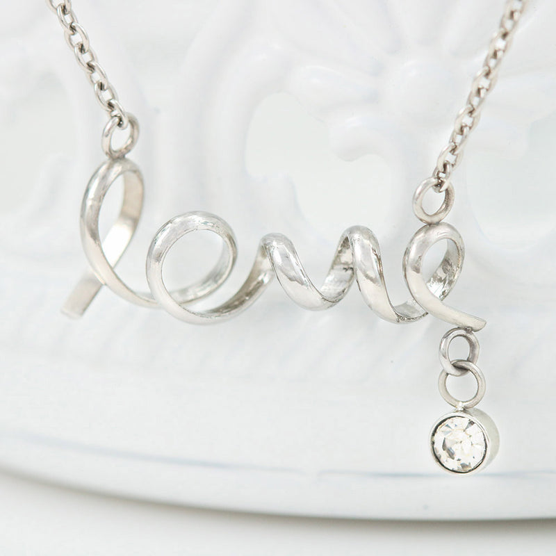 Scripted LOVE Necklace With Son To Mom "I Love You" Message Card