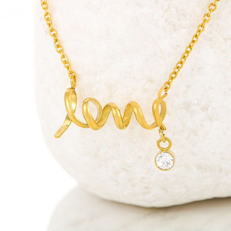 Gifts For Mom Scripted LOVE Necklace With Adorable I Love You Message Card