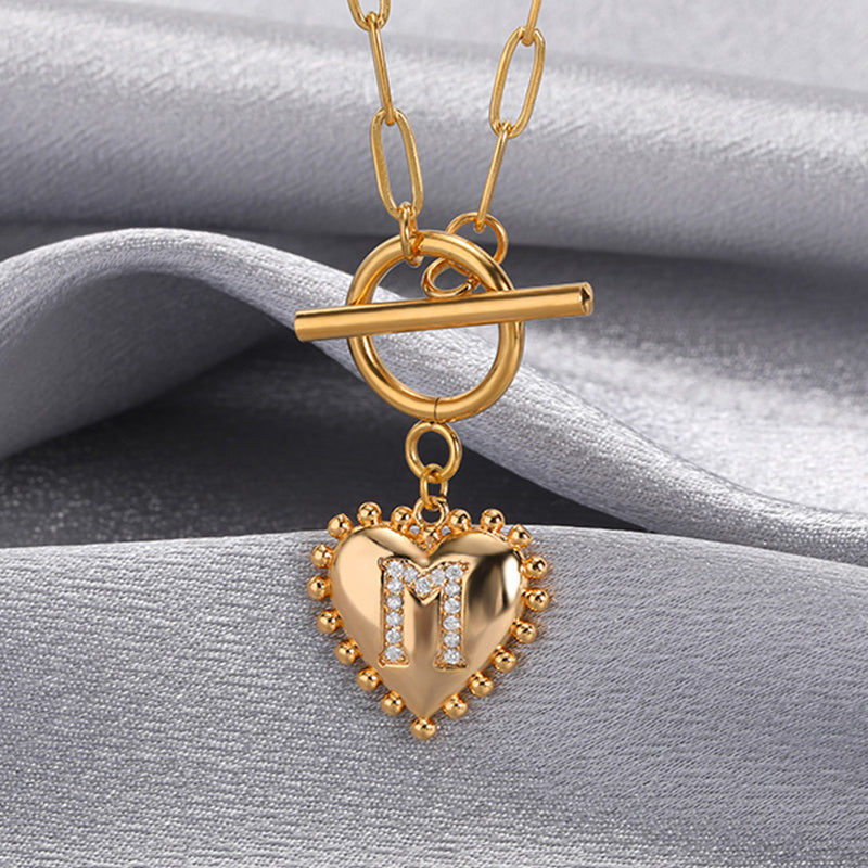 Heart Initial Necklace Gifts For Women-Personalized Heart Necklace With Initial - Engraved Giftsly