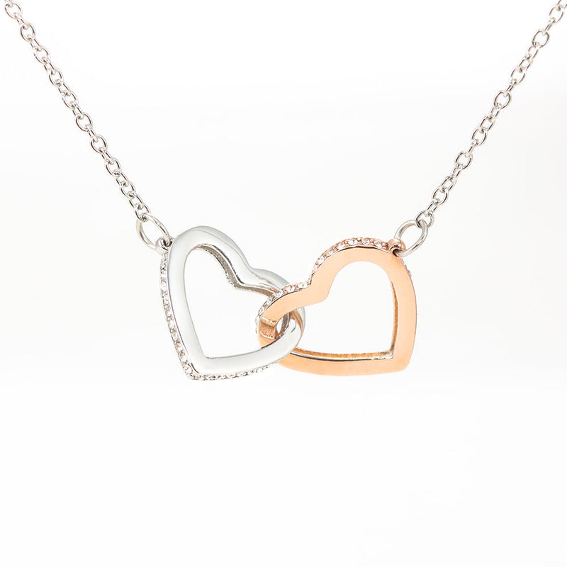 Interlocking Heart Necklace With Adorable "I Love You" Son To Mom Message Card