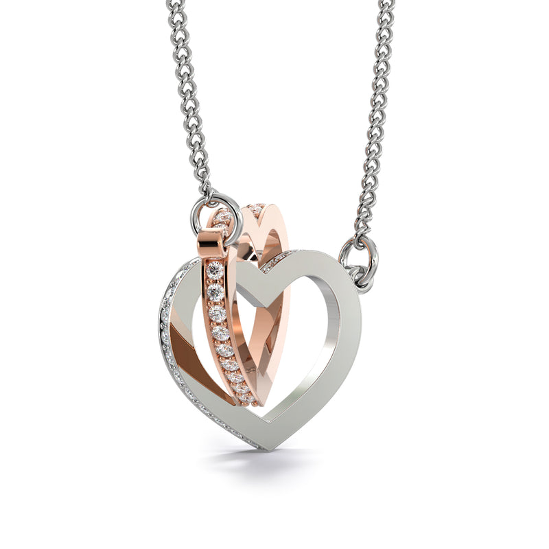 To My Daughter Interlocking Heart Necklace With Inspirational "Braver" Message Card