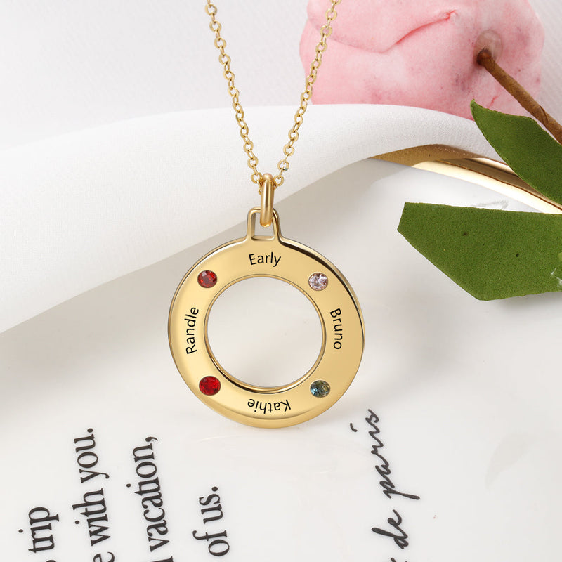 Personalize Multi-Name Illusion Circle Necklace For Mom