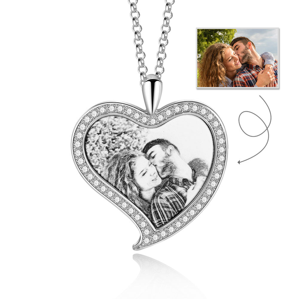 Custom Heart Necklace With Picture Inside