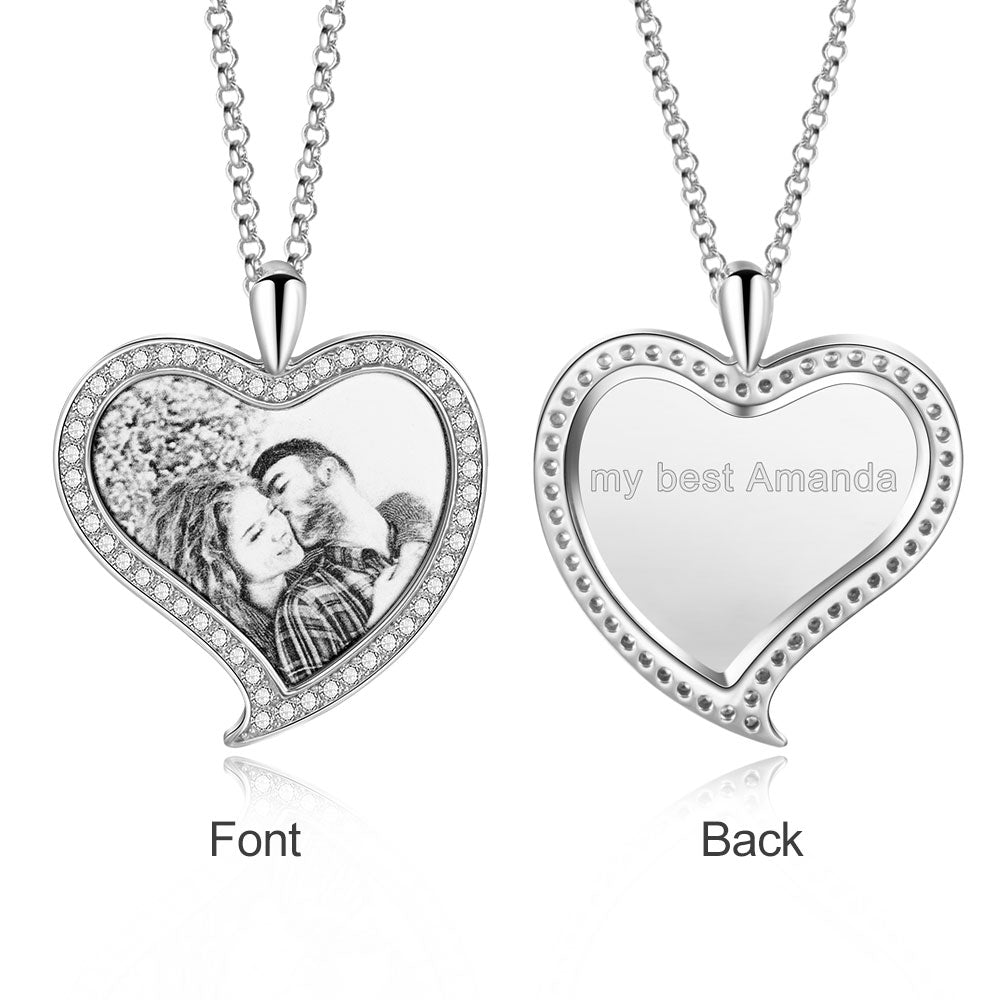 Custom Heart Necklace With Picture Inside