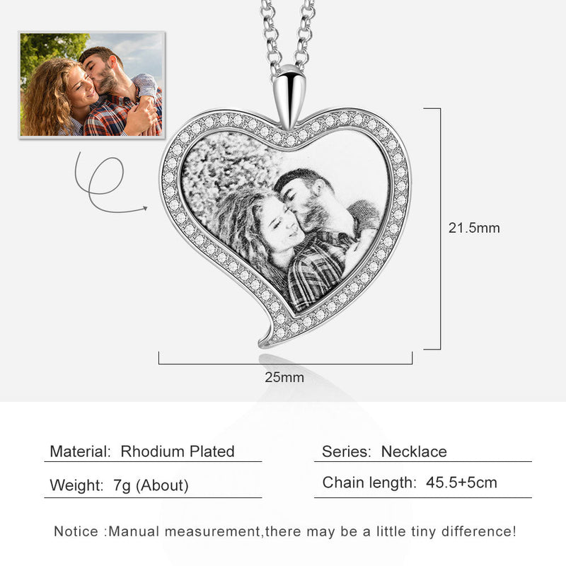 Custom Heart Necklace With Picture Inside