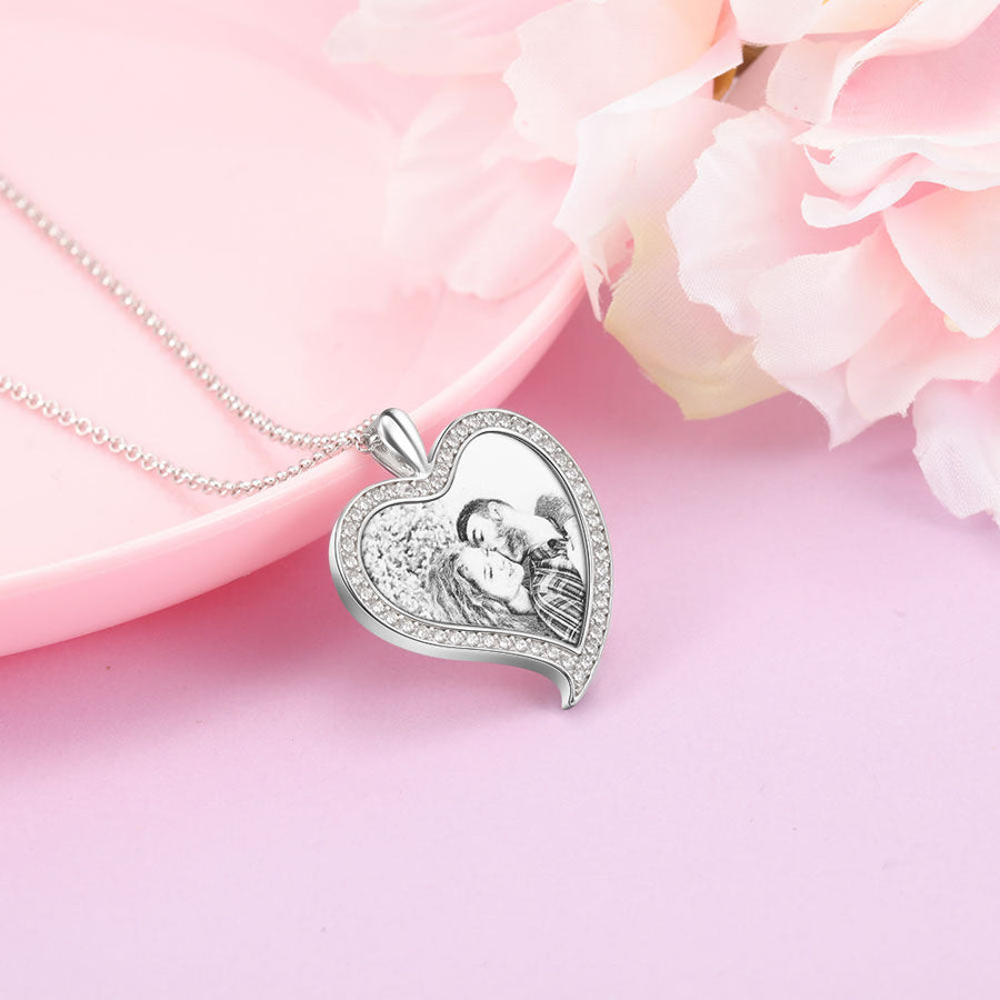 Custom Heart Necklace With Picture Inside