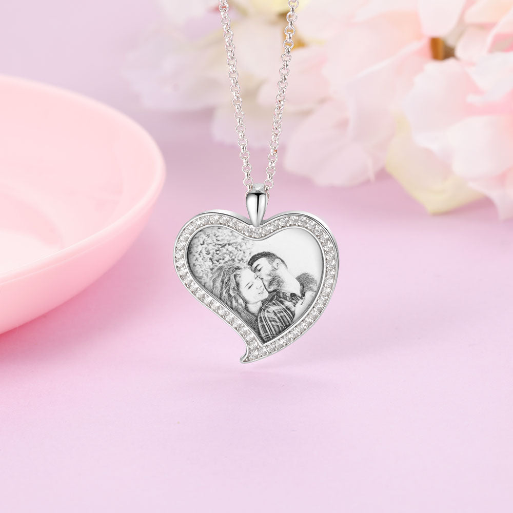 Custom Heart Necklace With Picture Inside