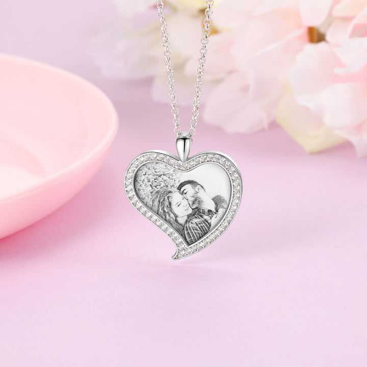 Custom Heart Necklace With Picture Inside