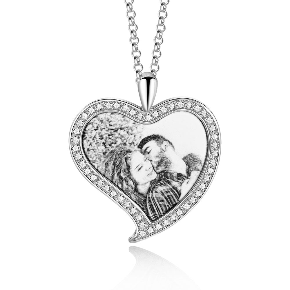Custom Heart Necklace With Picture Inside