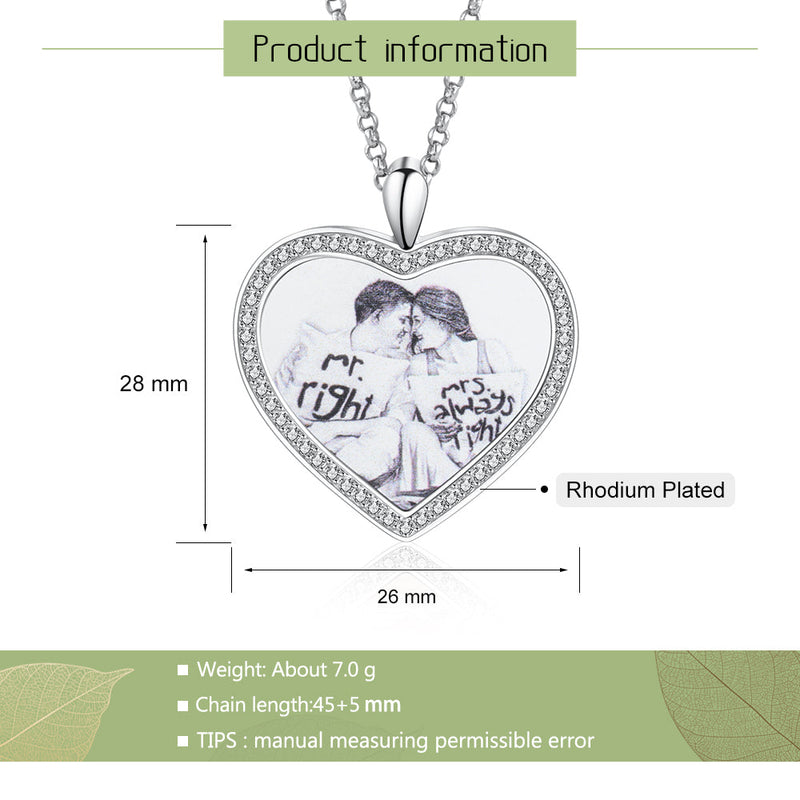 personalize heart photo necklace