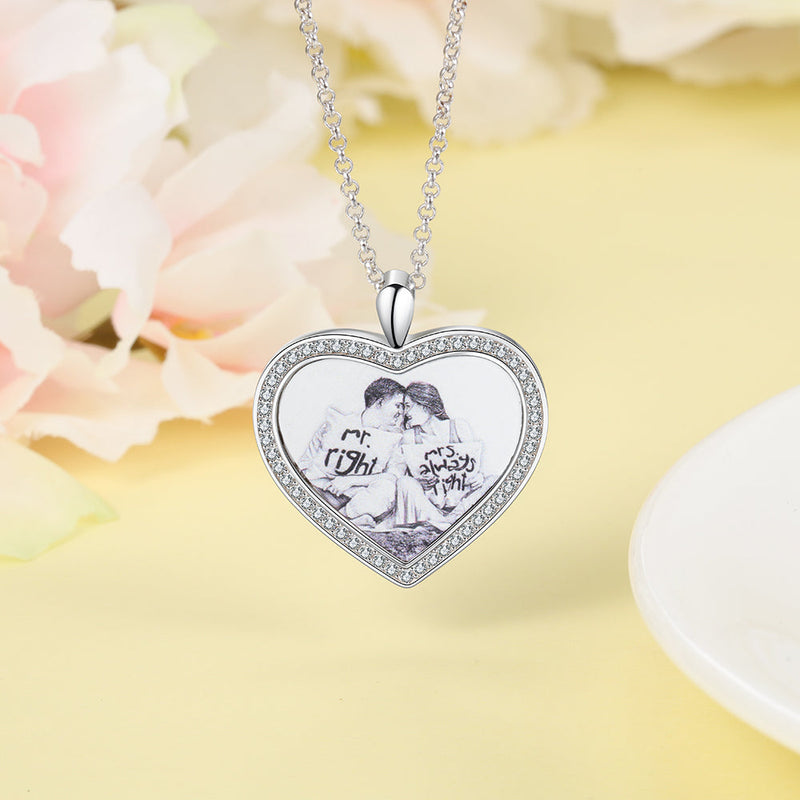 heart photo necklace for her