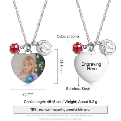 custom heart birthstone necklace for her