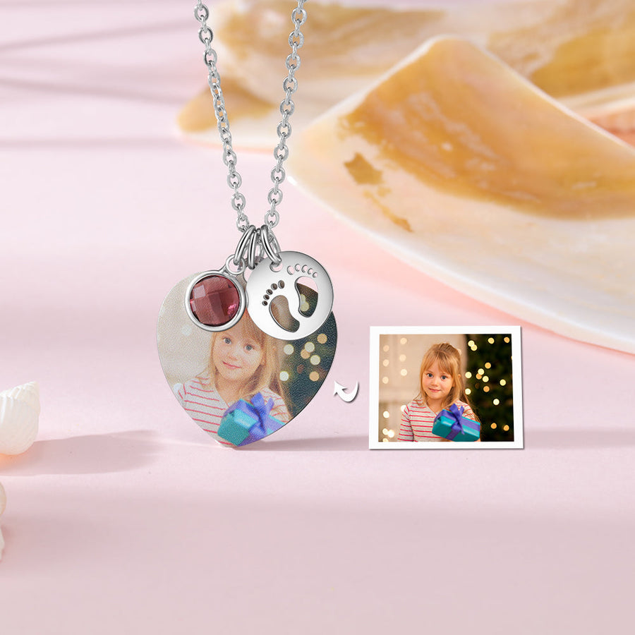 custom heart photo necklace