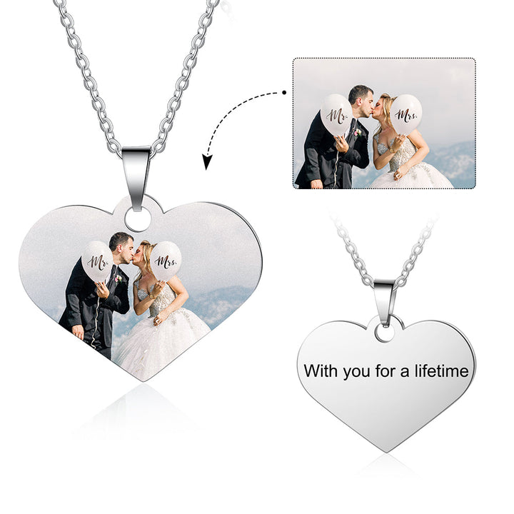 heart photo necklace for her
