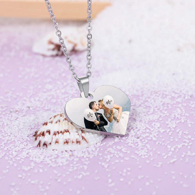 custom heart photo necklace for her