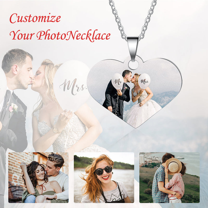 custom heart photo necklace