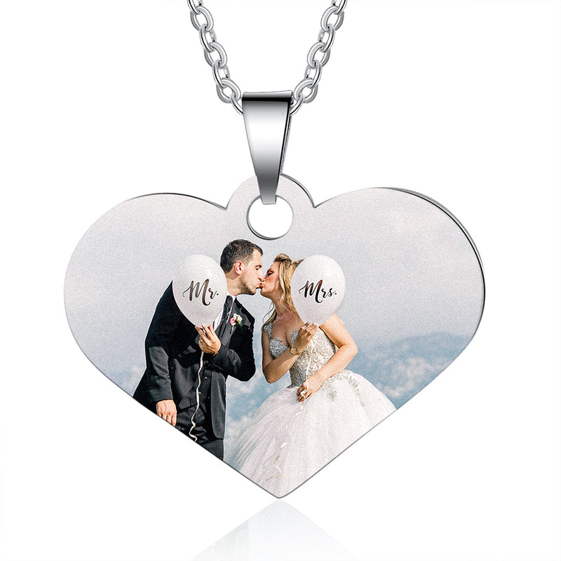 heart photo necklace for women