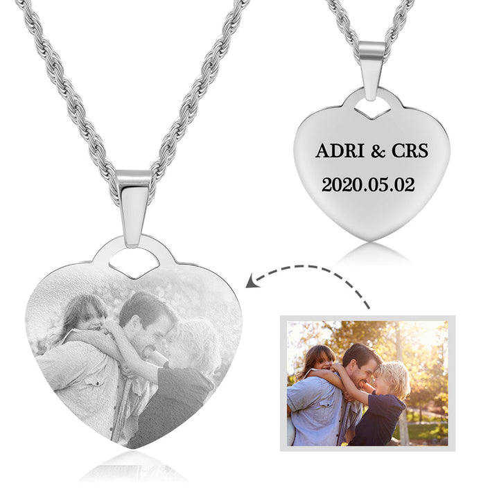 custom heart photo necklace