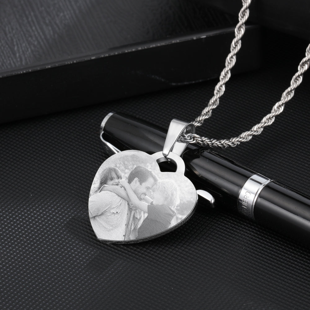 custom heart photo necklace for her