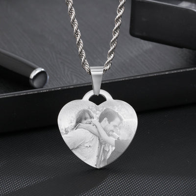 custom heart photo necklace for couple