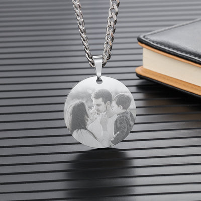 Personalized Black and White Round Picture Necklace