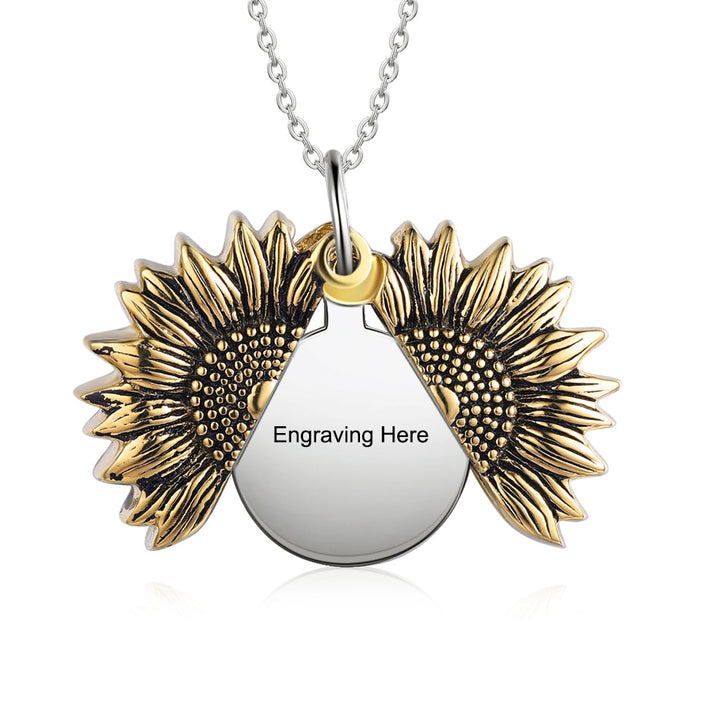 Custom Photo Locket Sunflower Necklace- You Are My Sunshine Necklace